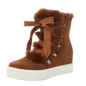 Steve Madden Wharton Suede Wedge Fur Boots Size 9